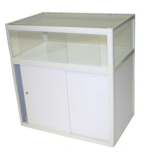 COUNTER WITH GLASS TOP - WHITE