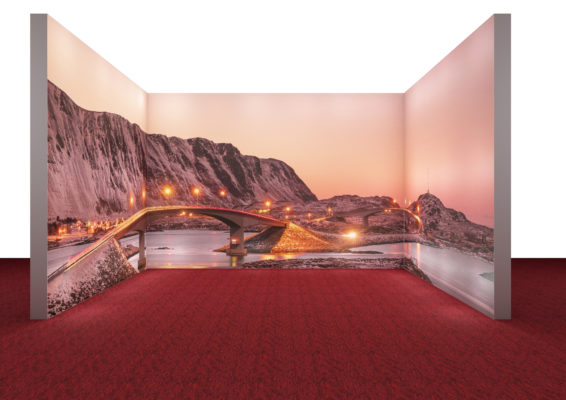 LED wall, stand with 3 walls