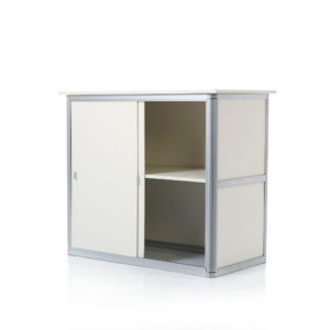 COUNTER WITH SLIDING DOORS - WHITE