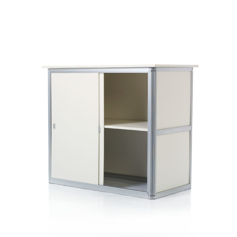 COUNTER WITH SLIDING DOORS - WHITE
