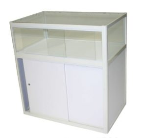 COUNTER WITH GLASS TOP - WHITE