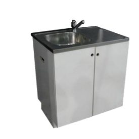 BENCH WITH WORKTOP AND SINK IN STAINLESS STEEL - COLD WATER