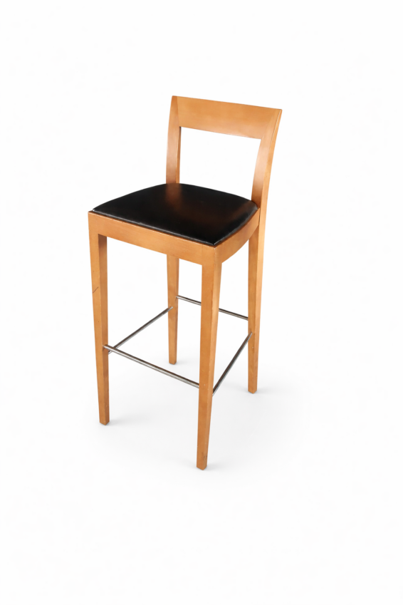 Bar stool - wooden frame with black seat